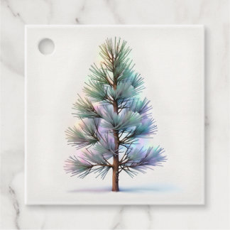 Minimalist Snowy Pine Geschenkanhänger