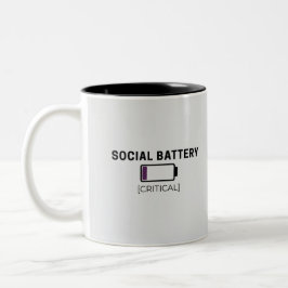 Minimalist Social Battery Low Sticker Zweifarbige Tasse