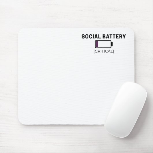 Minimalist Social Battery Low Typography Mousepad (Mit Mouse)