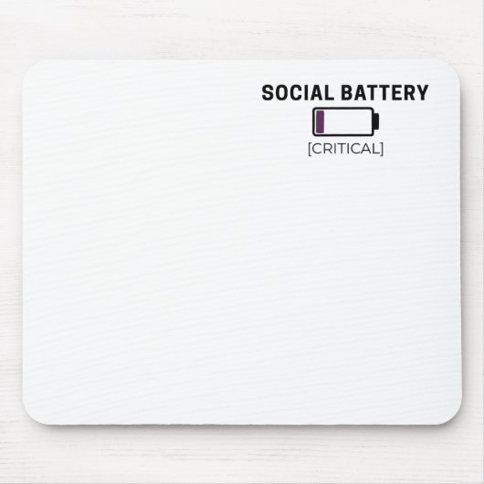 Minimalist Social Battery Low Typography Mousepad (Vorne)