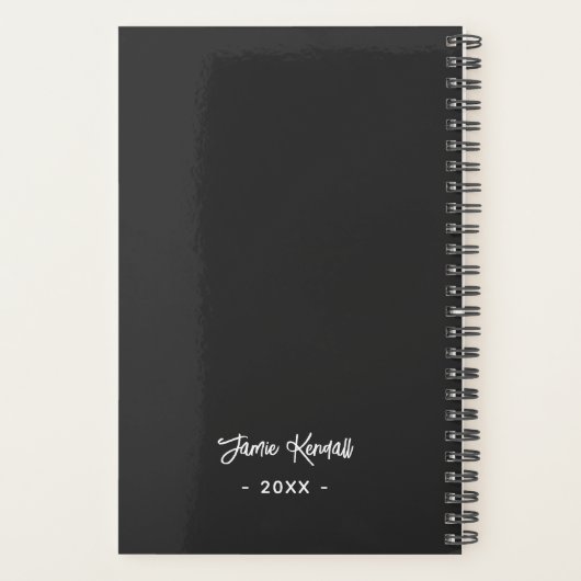 Minimalist Soft Black Personalized Script Photo Planer (Rückseite)