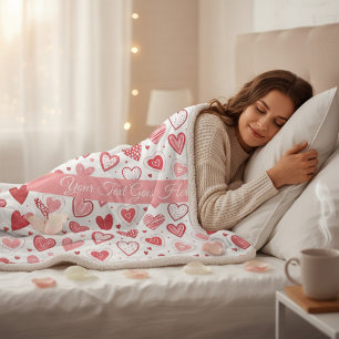 Minimalist Soft Heart Skizzenmuster Sherpadecke