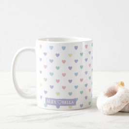 Minimalist Soft Pastel Heart Pattern Couple Name Kaffeetasse