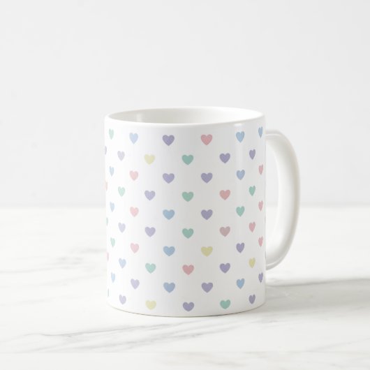 Minimalist Soft Pastel Heart Pattern Couple Name Kaffeetasse (VorderseiteRechts)