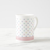 Minimalist Soft Pastel Heart Pattern Couple Name Porzellantasse (Vorderseite Rechts)