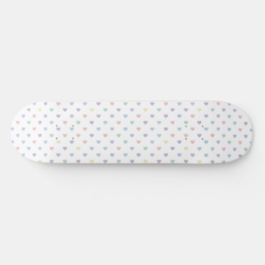 Minimalist Soft Pastel Heart Pattern Skateboard (Horizontal)