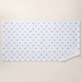 Minimalist Soft Pastel Heart Pattern   Strandtuch