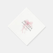 Minimalist Soft Pink Bow Baby Shower Serviette (Ecke)