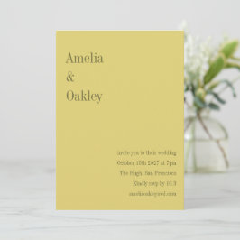 Minimalist Soft Yellow Elegant Chic Modern Wedding Einladung
