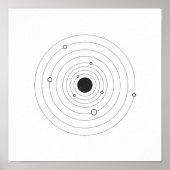 Minimalist Solar System Black and White Poster (Vorne)