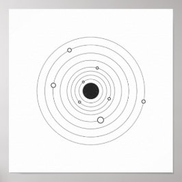 Minimalist Solar System Black and White Poster