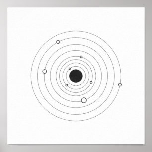 Minimalist Solar System Black and White Poster