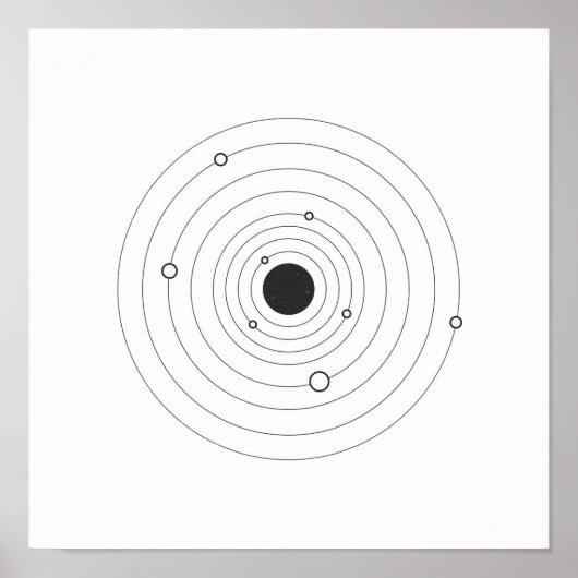 Minimalist Solar System Black and White Poster (Vorne)
