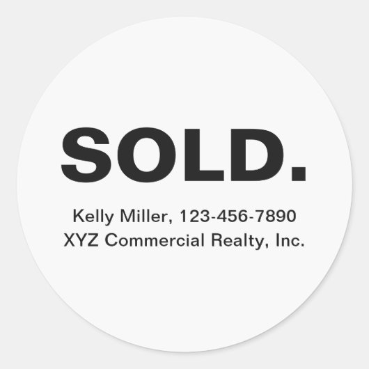 Minimalist SOLD Real Estate | Realtor Marketing Runder Aufkleber (Vorderseite)
