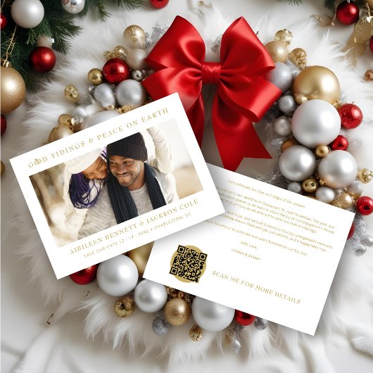 Minimalist Sophisticated Photo Wedding Holidays Save The Date