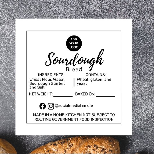 Minimalist Sourdough Bread Bakery Allergen Sticker