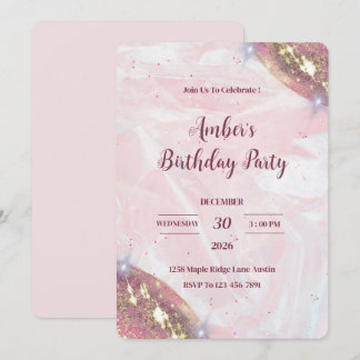 Minimalist Sparkle Birthday Party Invite Einladung