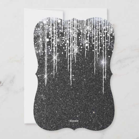 Minimalist Sparkly Black and Silver Christmas Einladung (Rückseite)