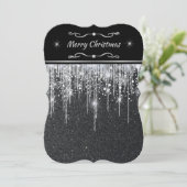 Minimalist Sparkly Black and Silver Christmas Einladung (Stehend Vorderseite)