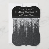 Minimalist Sparkly Black and Silver Christmas Einladung (Vorderseite)