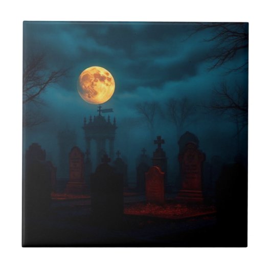 Minimalist Spider Web Halloween Ceramic Tile Fliese (Vorderseite)