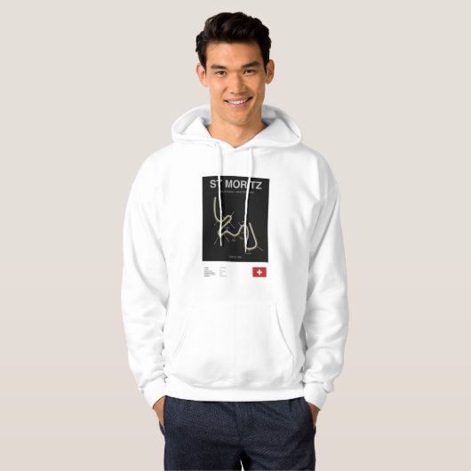 Minimalist St Moritz Bobsleigh Line Hoodie Blk (Vorne ganz)