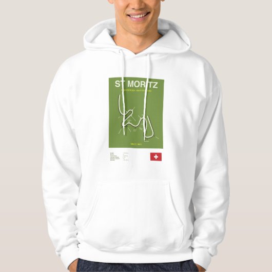 Minimalist St Moritz Bobsleigh Line Print Hoodie (Vorderseite)