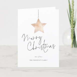 Minimalist Star Script Merry Christmas Folded Feiertagskarte