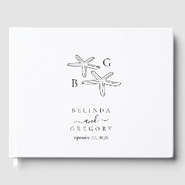 Minimalist Starfish Beach Monogram Wedding  Gästebuch
