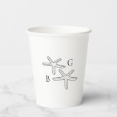 Minimalist Starfish Beach Monogram Wedding  Pappbecher (Rückseite)