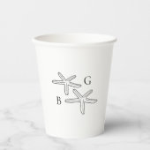 Minimalist Starfish Beach Monogram Wedding  Pappbecher (Vorderseite)