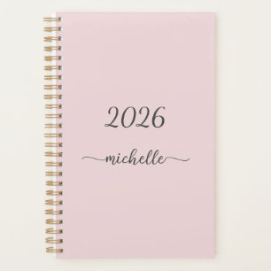 Minimalist Staubiges Rosa Monogramm Name Weibliche Planer