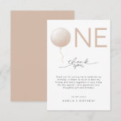 Minimalist Staubpeach Moderne Erstes Geburtstag Dankeskarte (Vorne/Hinten)