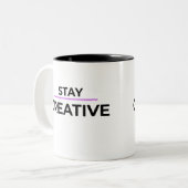Minimalist Stay Creative Typography Zweifarbige Tasse (Vorderseite Links)