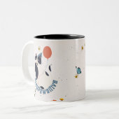 Minimalist Stay Pawsitive Tuxedo Cat Ceramic Coffe Zweifarbige Tasse (Vorderseite Links)