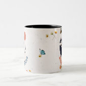 Minimalist Stay Pawsitive Tuxedo Cat Ceramic Coffe Zweifarbige Tasse (Mittel)