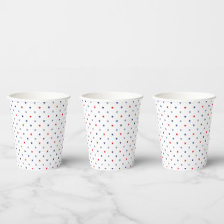 Minimalist Sterne Rot, Blau & Weiß Papierbecher, Pappbecher