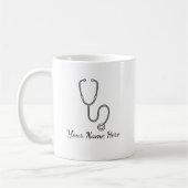 Minimalist Stethoscope Line Art Personalized Mug Kaffeetasse (Links)