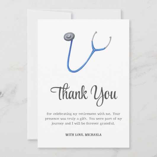 Minimalist Stethoscope Retirement Dankeskarte (Vorderseite)