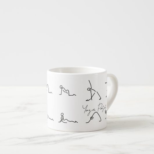 Minimalist Stick Figure Yoga Poses Espressotasse (Vorderseite Rechts)