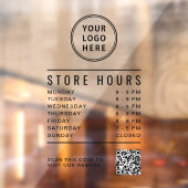 Minimalist Store Hours QR Code Business Logo Fensteraufkleber (Blatt 2)