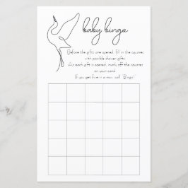 Minimalist Stork Neutral Baby Shower Bingo Game