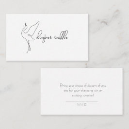 Minimalist Stork Neutral Baby Shower Diaper Raffle Begleitkarte