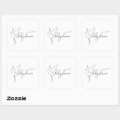 Minimalist Stork Neutral Baby Shower Quadratischer Aufkleber (Blatt)