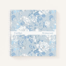 Minimalist Stripe Dusty Blue Floral Square Notizblock