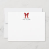 Minimalist Striped Ruby Bow Cute Nursery Note Card Mitteilungskarte (Vorderseite)