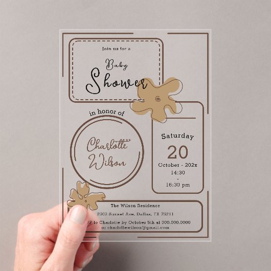 Minimalist Style Flower Notes Baby Shower Acryleinladungen (Insitu (Handheld))