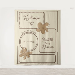 Minimalist Style Flower Notes Baby Shower Backdrop Wandteppich