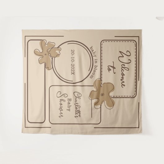 Minimalist Style Flower Notes Baby Shower Backdrop Wandteppich (Vorderseite (Horizontal))