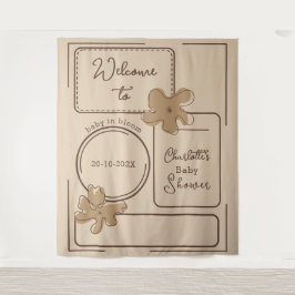 Minimalist Style Flower Notes Baby Shower Backdrop Wandteppich